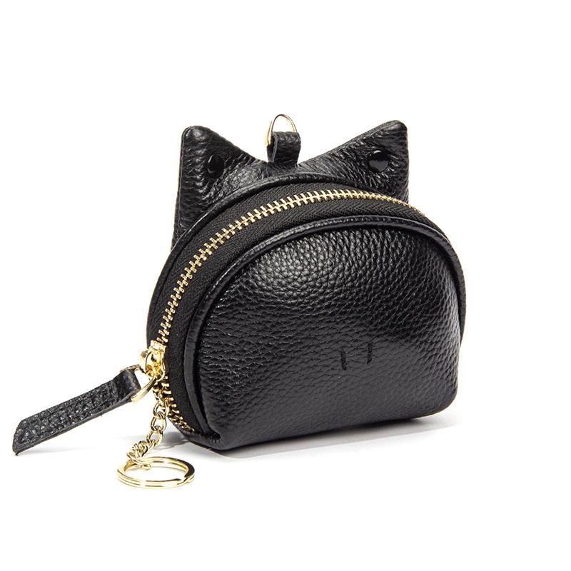 Portable Brand Genuine Leather Frog Shape Coin Pouch, Mini Zipper Key Holder Wallet with Detachable Key Ring for Pocket & Bag