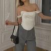 2023 European & American Women's Square Neck Backless Bra Top with Fishbone Straps