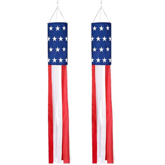 Amerikanische Flaggen-Windsock mit LED-Lichtern, große rot-weiß-blaue patriotische Windsocke für den 4. Juli, Memorial Day, Garten, Außenbereich