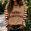 Women's Fashion Long Sleeve Christmas Print Neck Pullover Sweatshirt Top