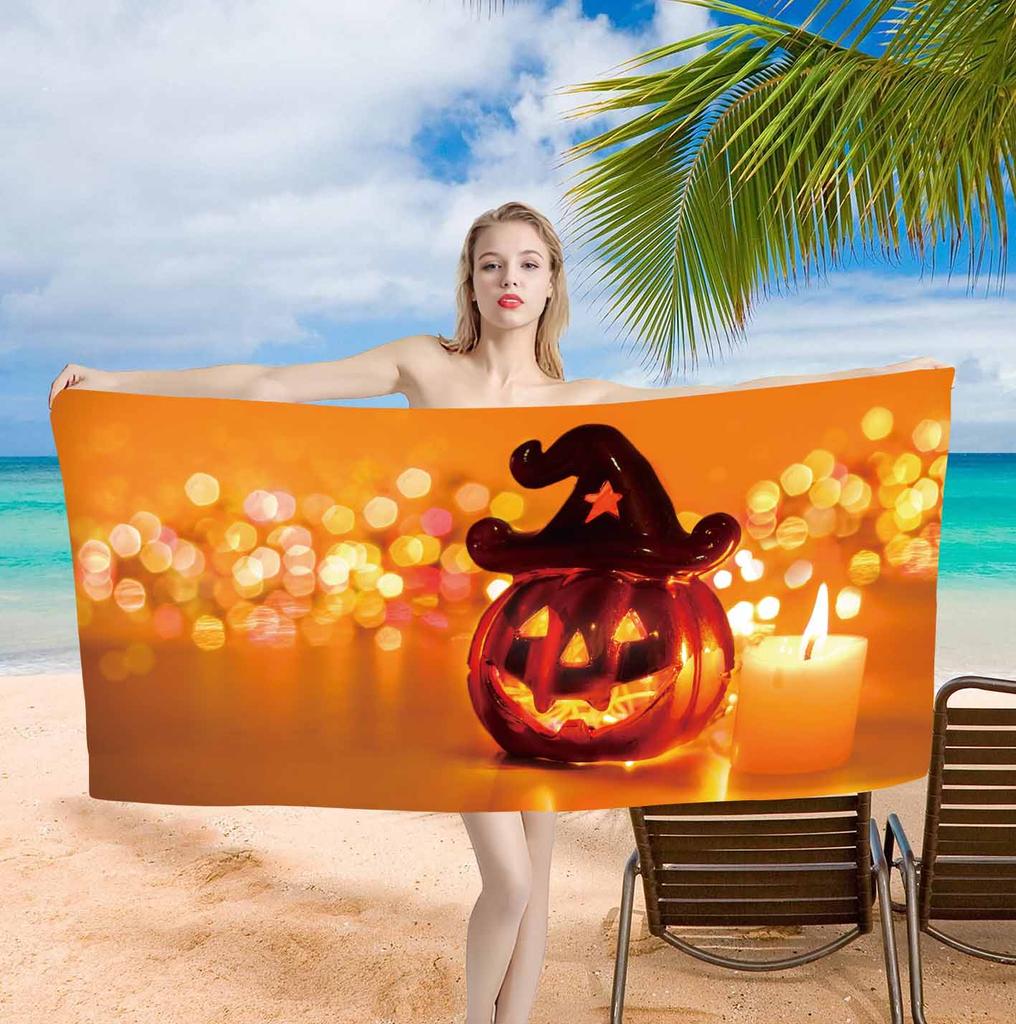 Halloween pumpkin background single-sided printing Beach Towel Home Decoration Bath Towel 75x150cm Bathroom