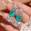 New set, jewelry, earrings, rings, square color treasure, red corundum, fashionable European and American style luxury women's models are in stock.