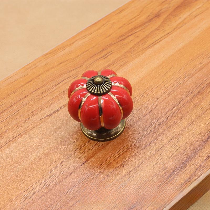 

Цветная керамическая ручка для ящика в виде тыквы - мультяшный пасторальный стиль