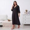 Plus Size Solid Lace 3/4 Sleeve Nightgown Loose Home Dress Sexy Simple Ladies Sleepwear