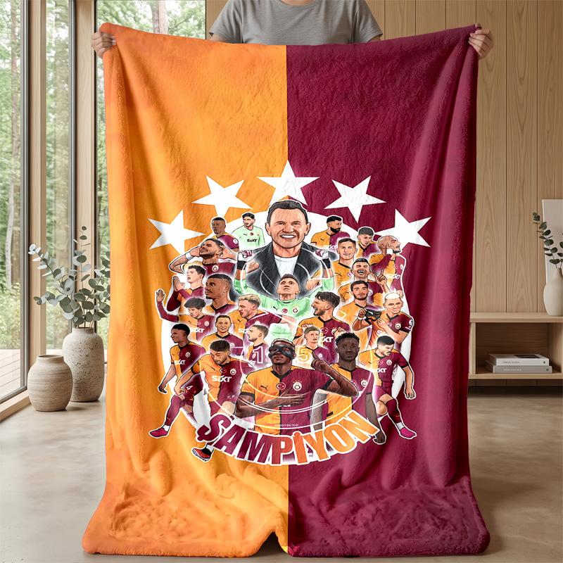 Galatasaray Theme Blanket Soft Flannel Blanket Plush Throw Blanket Cozy Sofa Bed Blanket for Home Decor