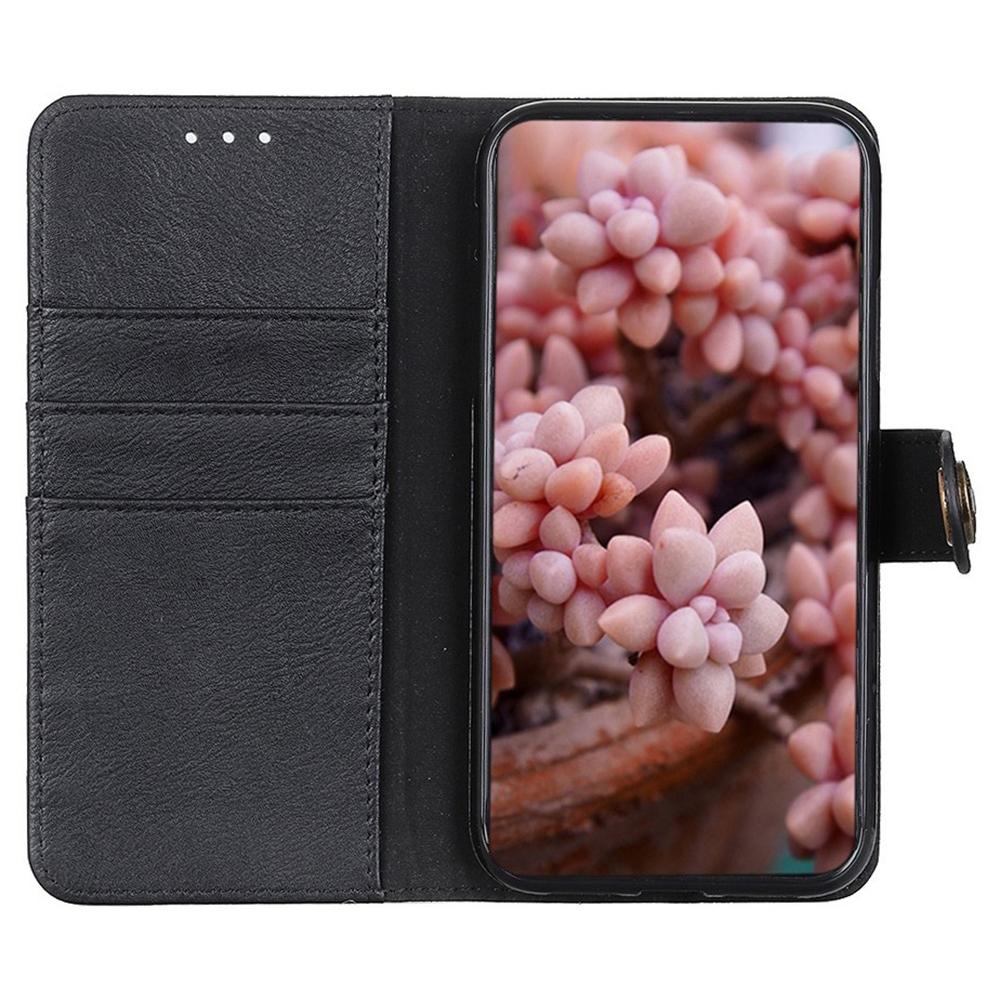 

KHAZNEH For OnePlus 12 5G Case Cowhide Texture Stand Wallet Anti-drop Phone Cover Black