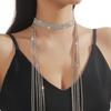Punk Scarf with Full Rhinestones Nightclub Sparkly Rhinestones Tassels Chocker Full Flickering Bridal Wear Head Adornment