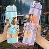 1PC Love Dog Cat Sticker Pack 750ml Color Plastic Sports Water Bottle Leakproof Flip Straw Lid Suitable for Sports Office Home Use