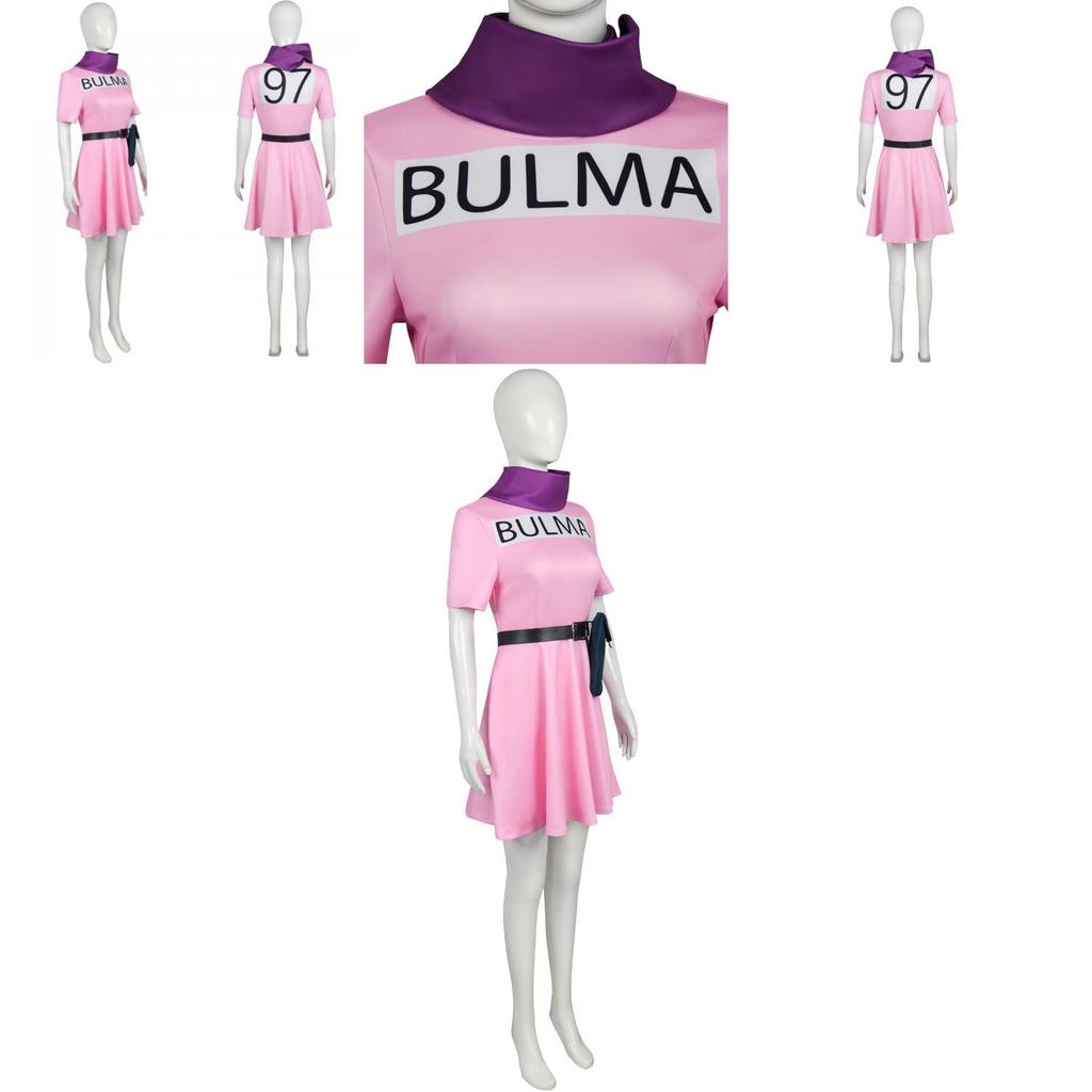 Dragon Ball Bulma Cosplay-Kostüm für Halloween und Anime-Conventions, aus Polyester, mit niedlichem Design für Damen