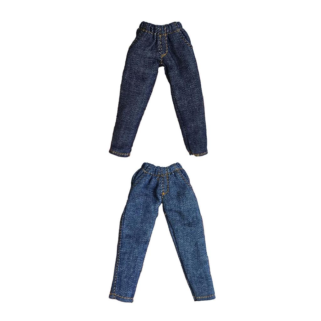 Trendy Jeans Pants 1/12 Scale Miniature Clothing for Action Figures Unisex Cotton Trousers for Doll Collectors Dress Up