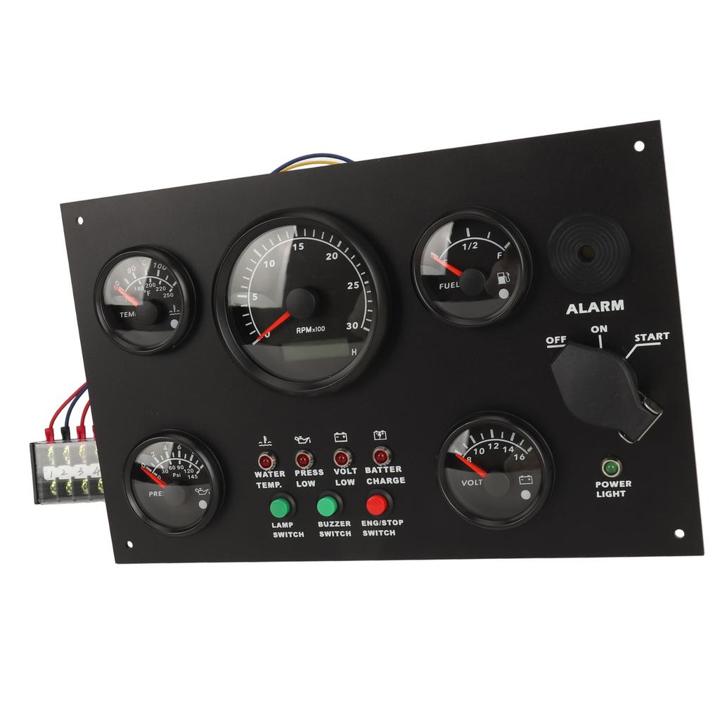 300x190mm Panel přístrojů pro motorový člun Teplota vody a oleje Hladina oleje Napětí Otáčkoměr Sada 5 přístrojů pro jachty Obytné vozy
