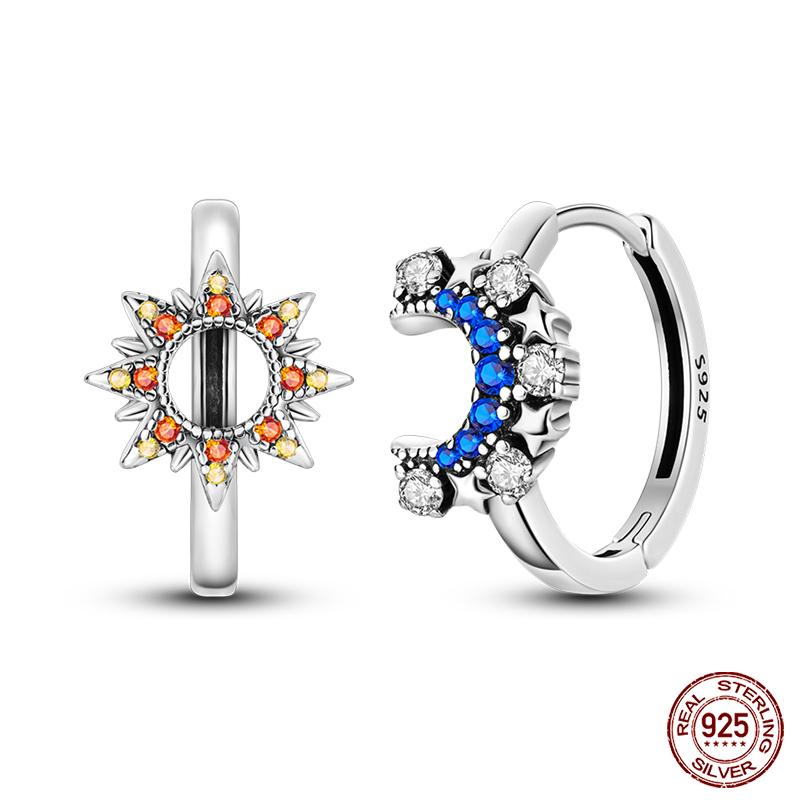New 925 Sterling Silver Hope Rainbow Flower Earrings For Women Sparkling Colored Zircon Star Koi Earrings Party Jewelry