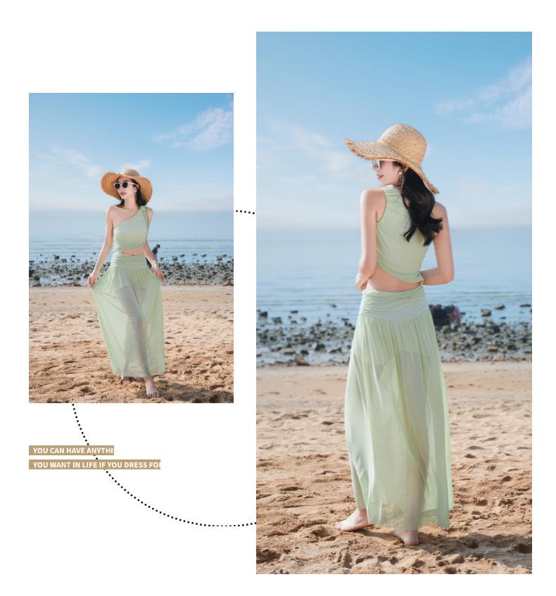 Luxury Red Off-Shoulder Thai Bikini with Long Skirt - Women's Sexy Resort Swimwear