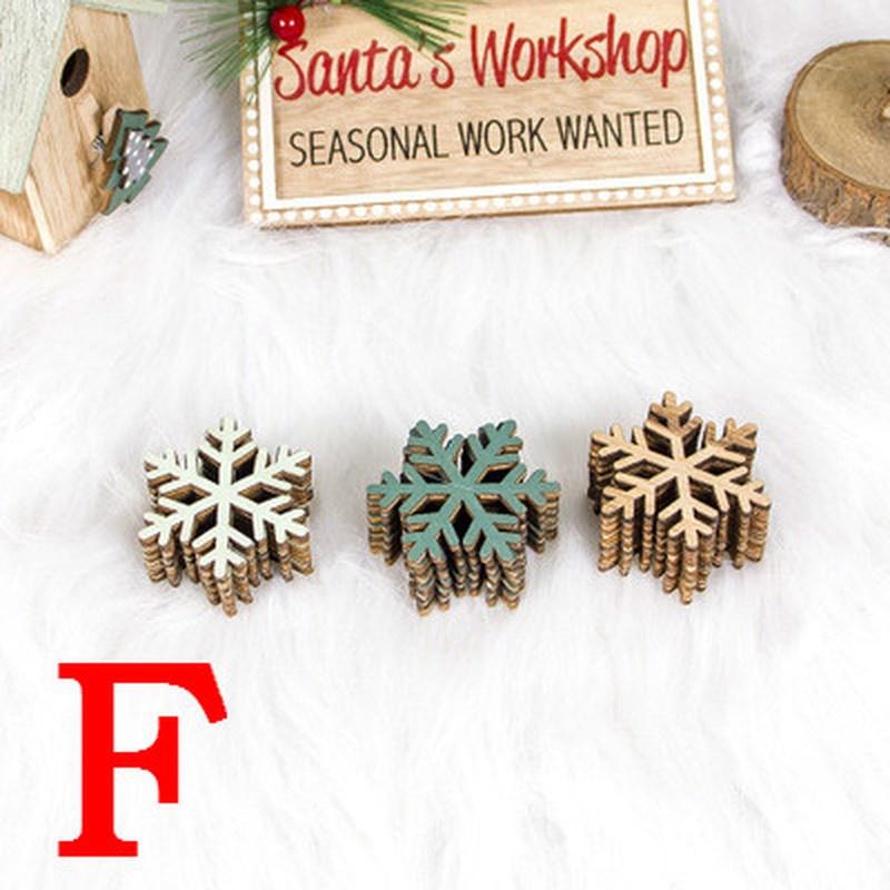 24pcs/set Wooden Christmas Tree Ornaments Snowflakes Stars Elk DIY Christmas Hanging Pendant