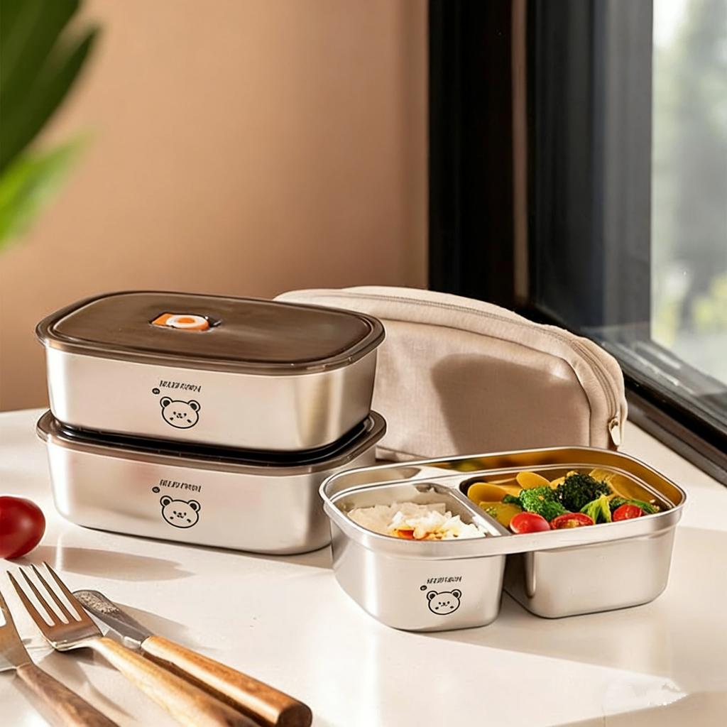 Große Kapazität Brotdose Mikrowellengeeignet Auslaufsicher Tragbar 304 Edelstahl Lebensmittelbehälter Für Studenten Erwachsene