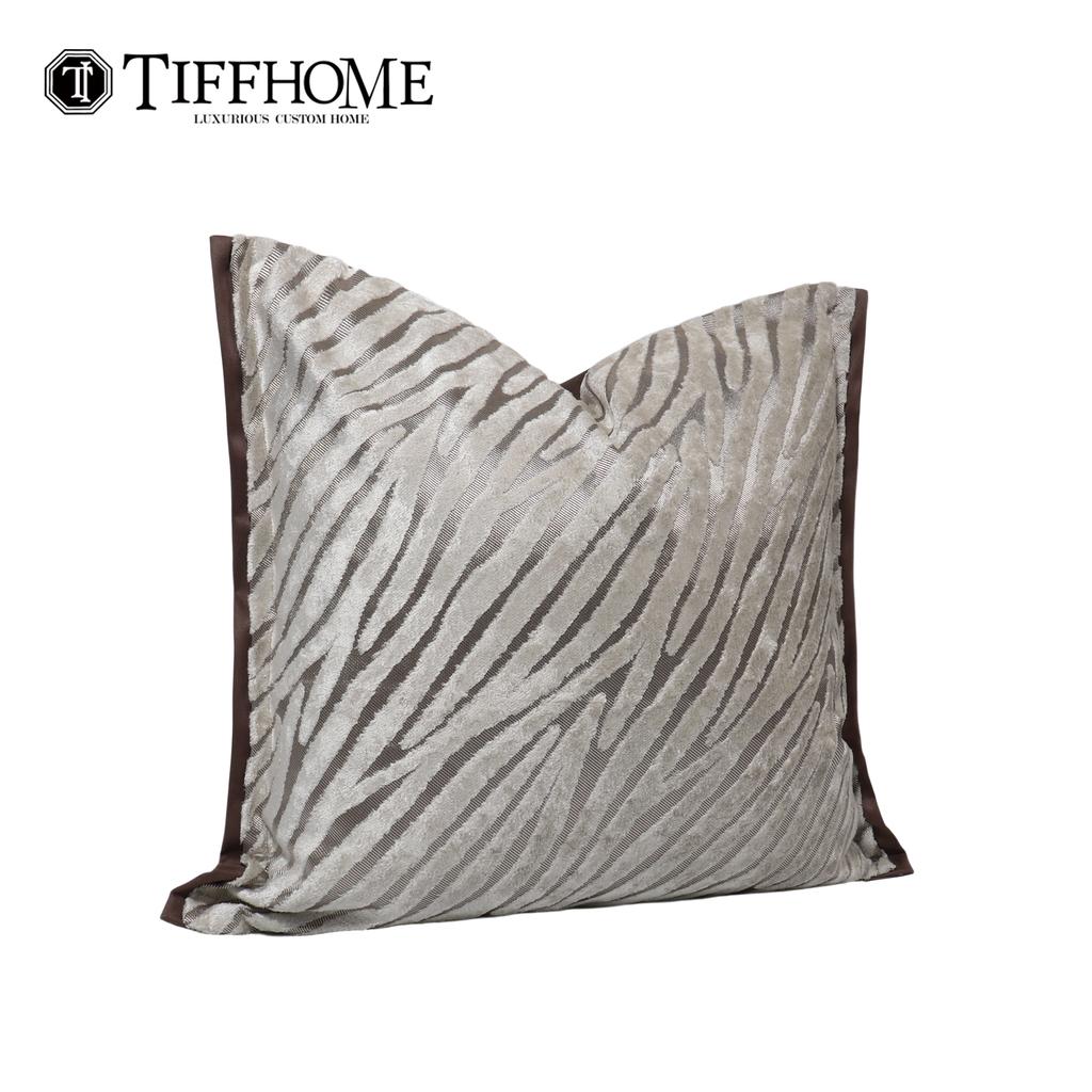 TiffHome Zebra Pattern Dark Brown Trim Throw Pillow Soft Decorative Cushion for Sofa Bedroom Living Room Modern Accent Pillow