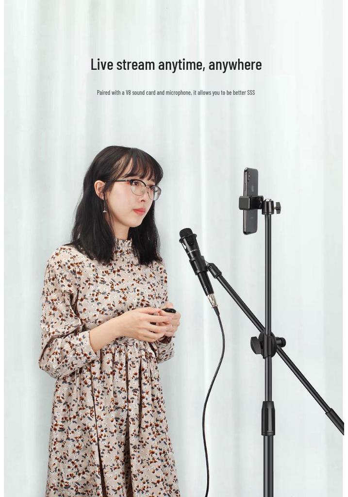 Kids' All-in-One Stage Mic with Folding Tripod for Singing & Streaming
