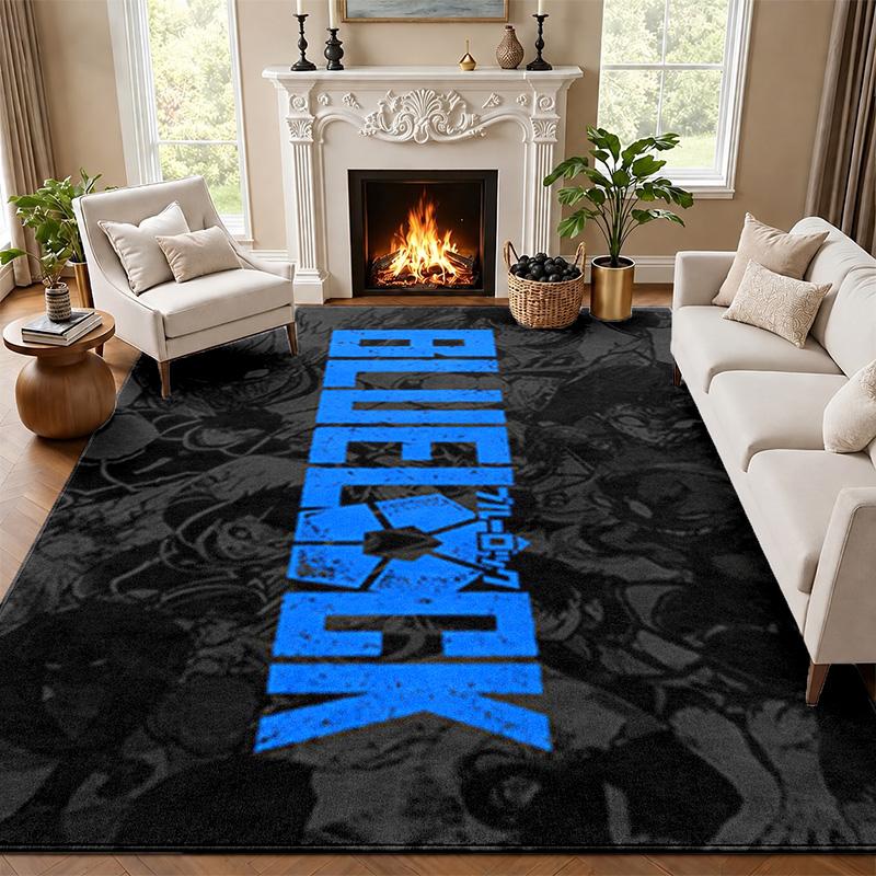 Blue Lock Carpet Door Mat for Living Room or Bedroom Protective Mat Under Chair Office Decoration Christmas Gift Birthday Present