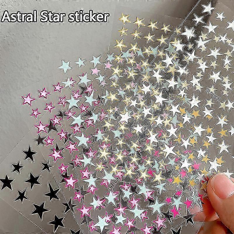 Proste laserowe srebrne naklejki na paznokcie z gwiazdami Holograficzne kolorowe samoprzylepne naklejki w kształcie gwiazdek DIY Manicure Star Slider