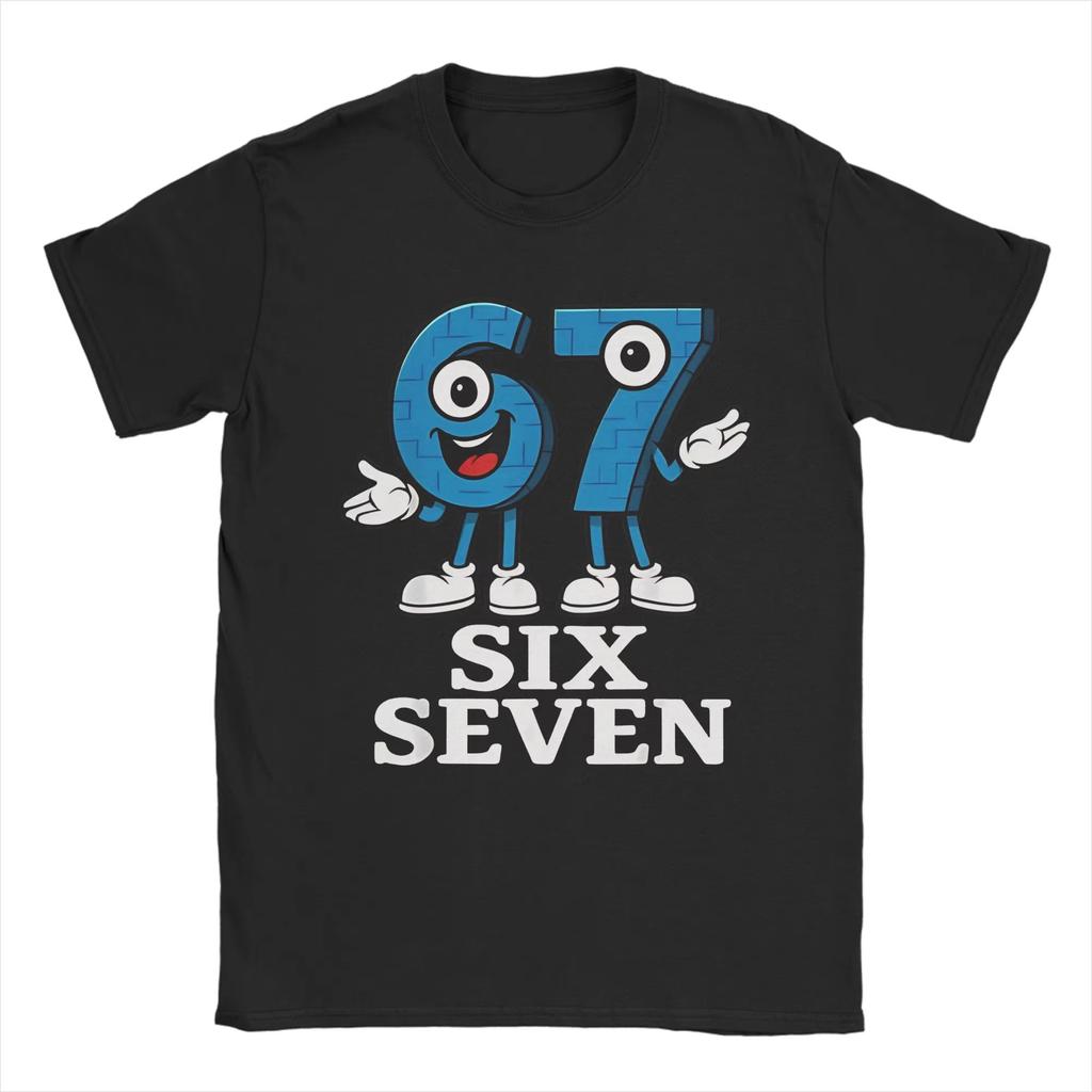 67 Cartoon Printed T-shirts Men's Women's Cotton Breathable O-neck Short Sleeves Comfortable Casual T-shirt