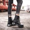 Punk Style Women Ankle Boots Black 6CM Platform Boot High Tops Boots Metal Decor Autumn Winter Botas Mujer
