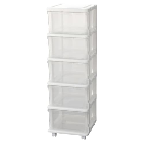JEJ SEEDS Slim Chest, 5 Drawers, with Casters, Clear, SIU-5-CL