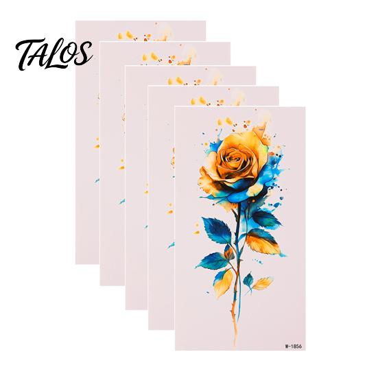 Talos 5 Sheets Butterfly Tattoo Stickers, Waterproof Temporary Flower Tattoos, Colorful Face Body Tattoos for Parties Night Club Music Festival