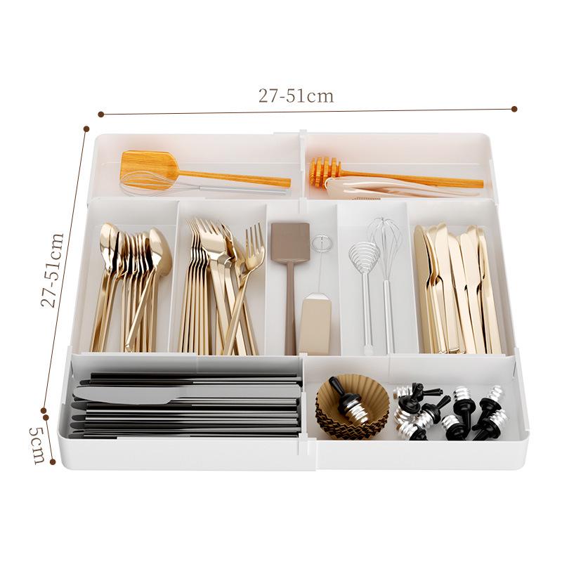 Dulap de depozitare încorporat pentru bucătărie cu sertar separator pentru tacâmuri și cutie pentru veselă