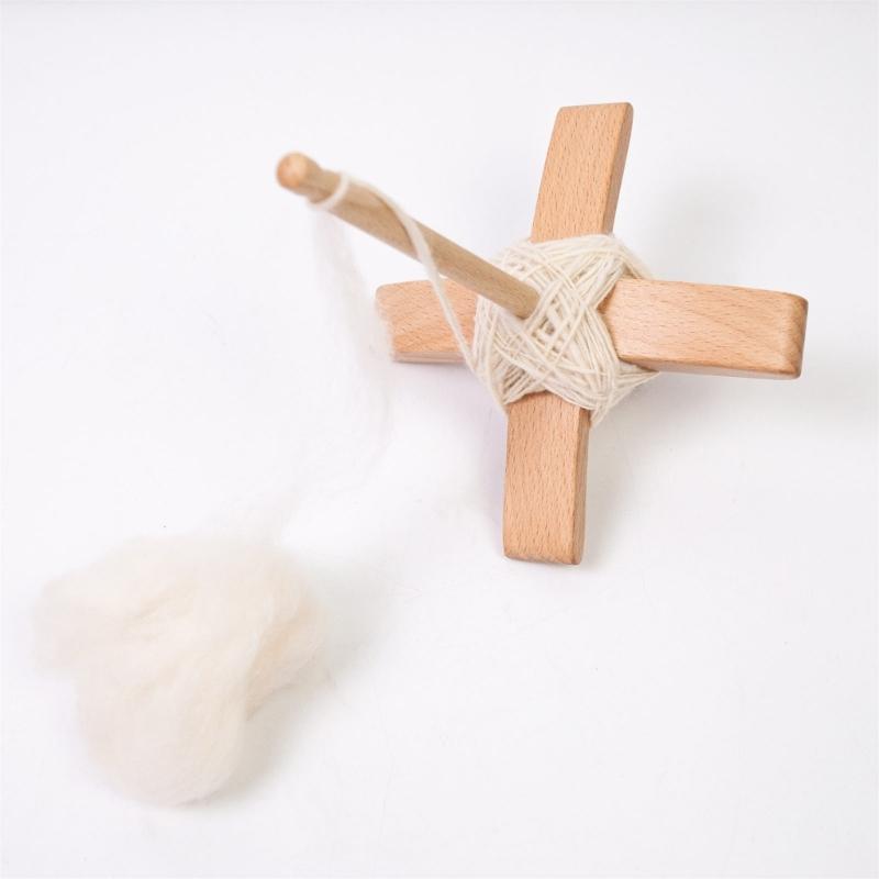 Crosses-Shaped Wooden Turkish Spindle Drop Spindle Crocheting Spinner Tool Sewing Accessories for Yarn Weaving Wool