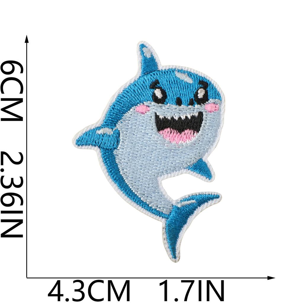 Ocean Party Embroidery Cloth Sticker Cartoon Shark Dolphin Embroidery Chapter Boy Children'S Clothes Dress Up Patch Sticker Hot Sublimation