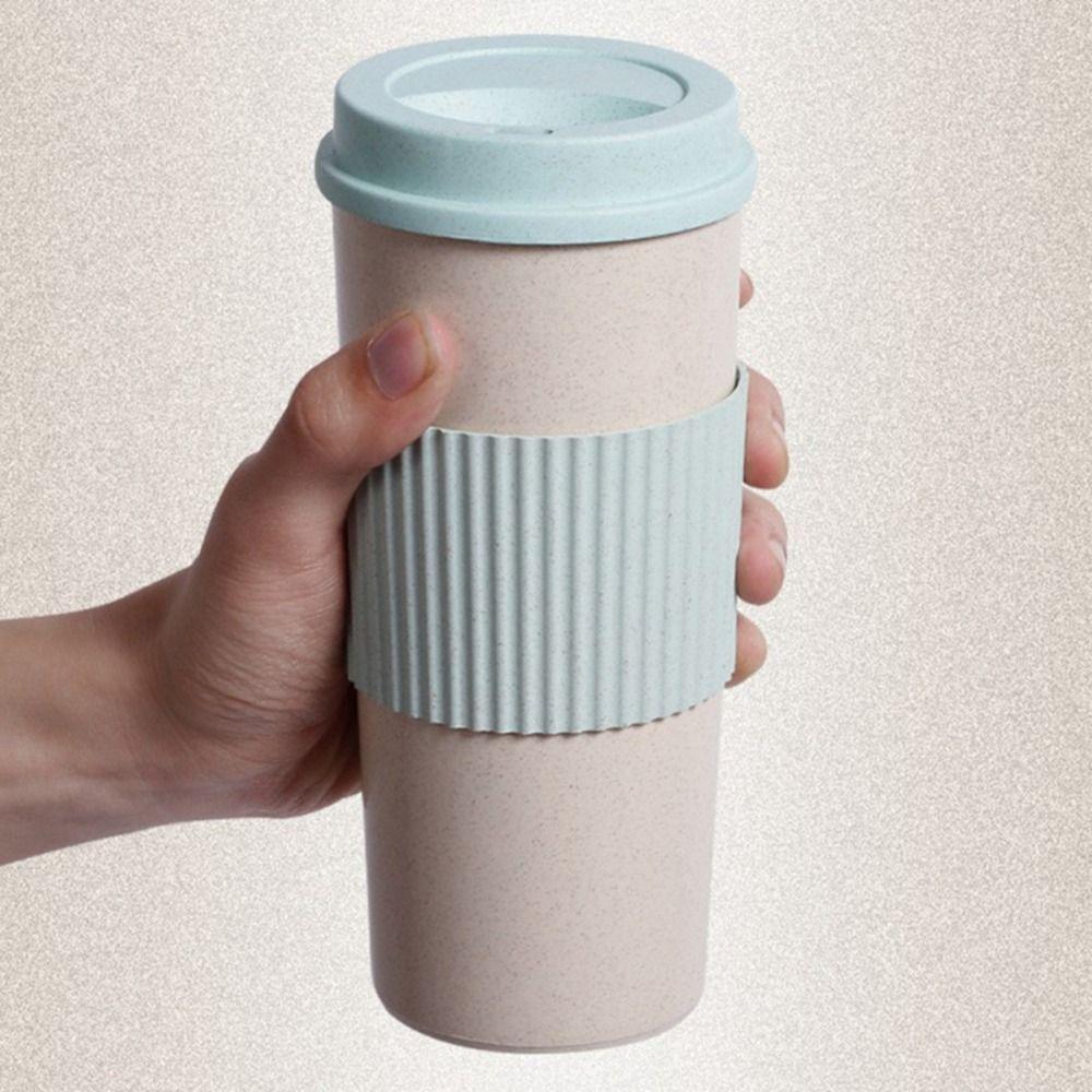 Camping Novelty with Lid Creative Eco-friendly Wheat Straw Tea Cup Coffee Mug Drinkware Tumbler Cup