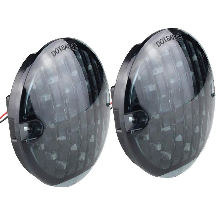 ZYTC 3 1/4" LED Turn Signals Flat PC Lens Style Rear 1156 Red LED Turn Signal Kit For Harley (Not Need Extra Lens)