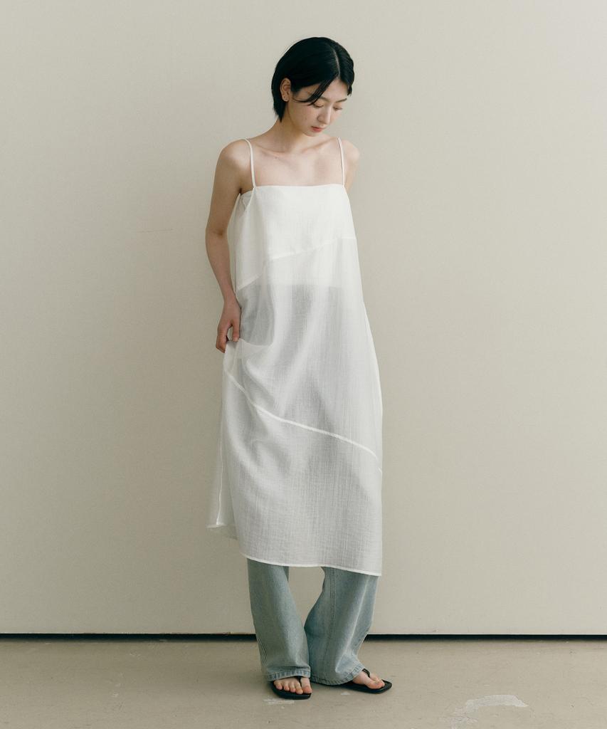 Ost Kaka Layered See-Through Slit Dress Ivory