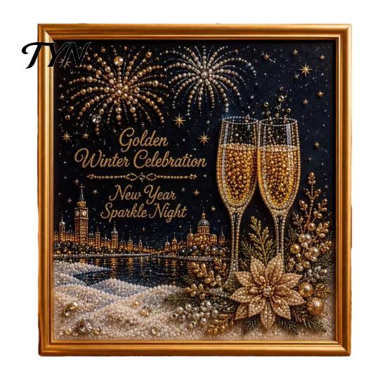 Artistic Faux Pearl Bead Kits Christmas Art Kit, Winter Scene DIY Painting Holiday Craft for Kids 3D Sparkling Animal Wall Kit Adults,