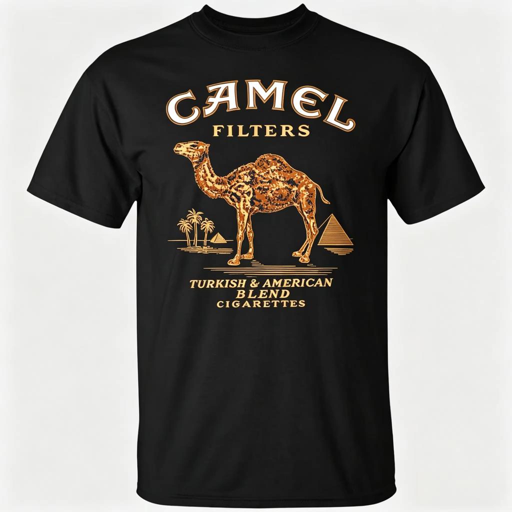 T-shirt Camel Cigarette Pyramid Classic Graphics 100% Poliestere, 2026 Nuovo Stile Americano Uomo Duro Moda Streetwear Camicia
