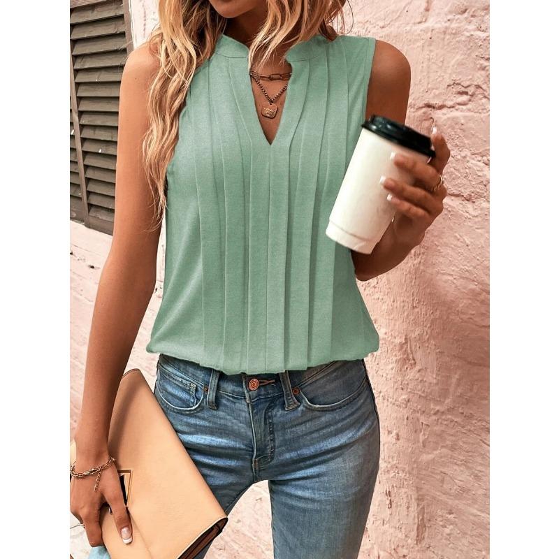 Sommer Modische und Elegante Plissierte V-Ausschnitt Damenweste