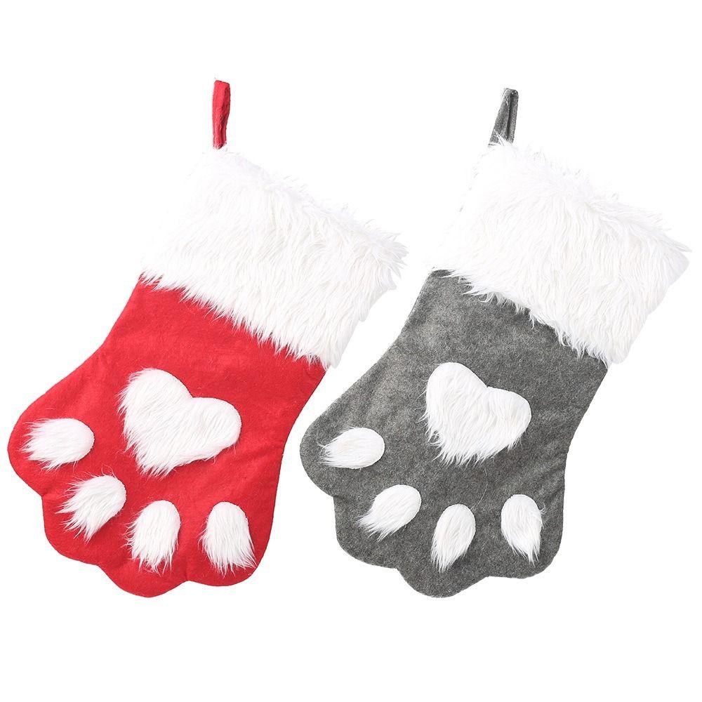 Non-woven Fabric Puppy Paw Gift Bag Hairy Christmas Tree Pendant Dog Claw Christmas Stocking Home