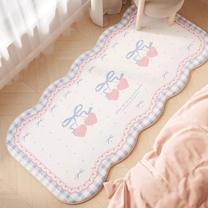 Girly Style Carpets for Living Room Pink Bow Bedroom Decor Carpet Fluffy Soft Irregular Bedside Rug Home Thicken Plush Floor Mat