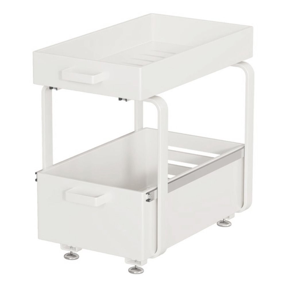 Double-layer Kitchen Sink Rack Carbon Steel Sliding Rack New Seasoning Storage Rack  Countertop Use