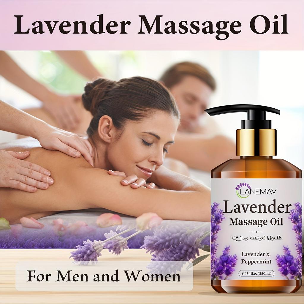 Olio da Massaggio Lavanda e Menta Piperita, Senza Parabeni, Cura del Corpo Idratante e Ammorbidente per Tutti i Tipi di Pelle, Lenitivo per il Tono della Pelle