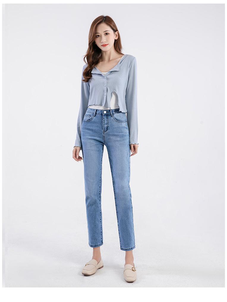 Petite Light Blue High Waist Straight Leg Cigarette Jeans for Women - Slimming Eight/Nine Length (Spring/Summer 2024)