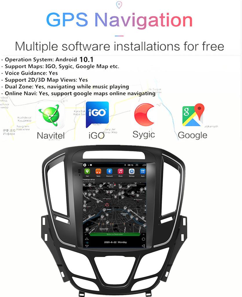 For Opel Insignia 2014-2016 10.4" Android 10.1 Car Stereo Radio GPS Navi Wifi FM