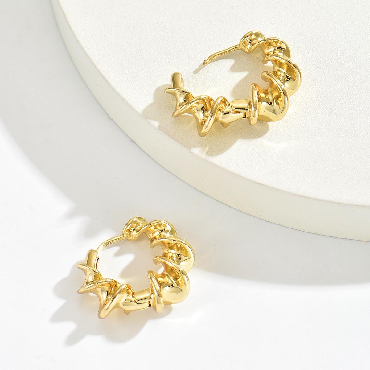 

Fashion Gold Color Twisted Hoop Earrings Trendy Simple Style Classic Timeless Earrings Women s Daily Wear Ear Jewelry