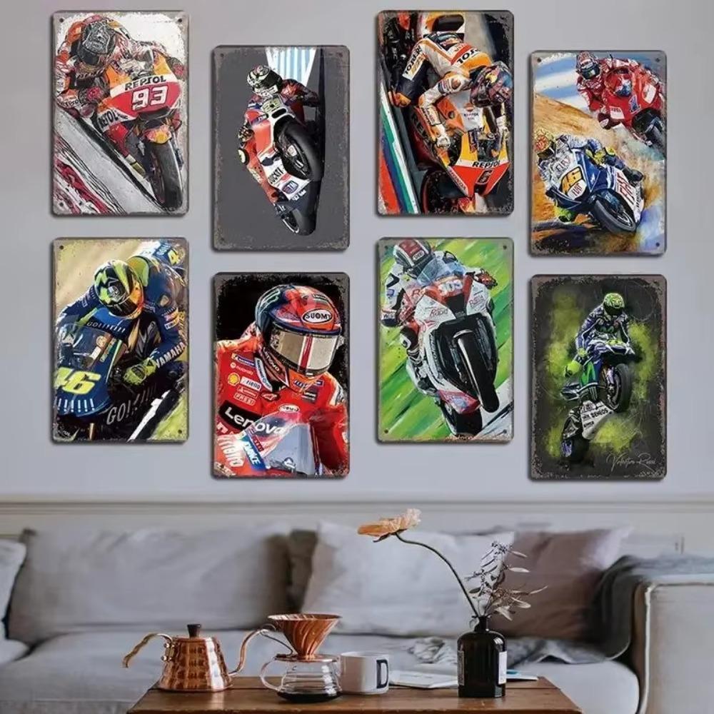 Vintage Metal Tin Signs Motor Sports Posters Decor Motorcycle Racing Retro Metal Plaque Wall Art Decor for Garage Bar