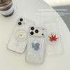 Transparent glitter mobile phone case for Iphone17 small fresh red maple leaf Apple 16Pro magnetic protective case