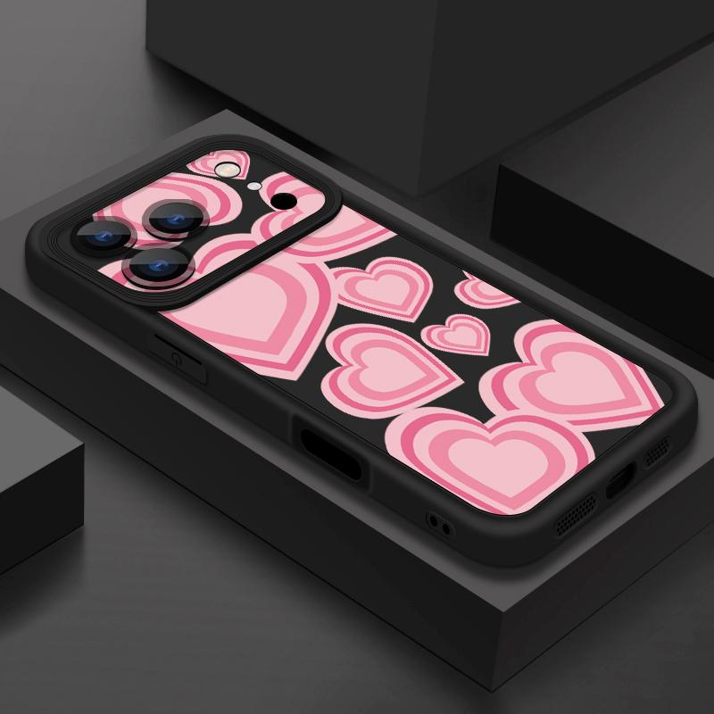 For iPhone 17 Pro Max Case Y2K Retro Gradient Love Hearts Pattern Shockproof Bumper Soft Silicone Cover For iPhone 16 15 14 13 Pro 12 11 16E Air