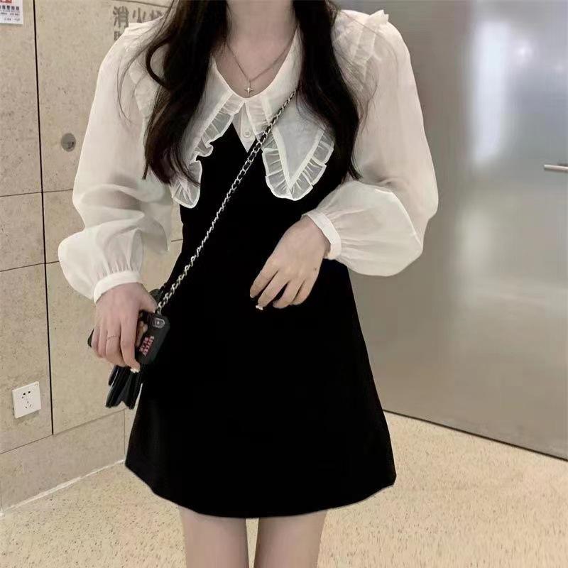 Early autumn new girl's first love sweet high-end socialite Xiaoxiangfeng doll collar dress