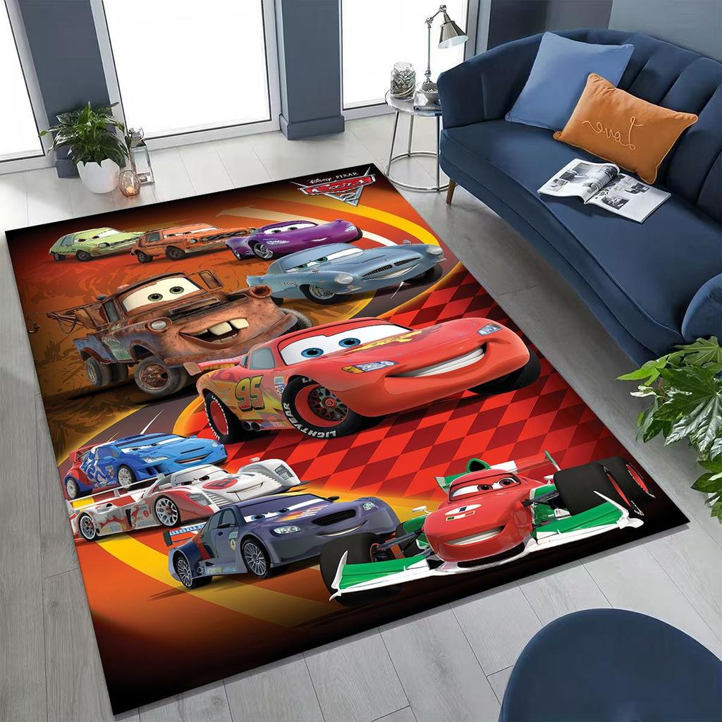 3D Lightning McQueen Cars Cartoon Rug for Bedroom Living Room Sofa Home Doormat Decor, Large Kids Play Non-slip Floor Mat Gift