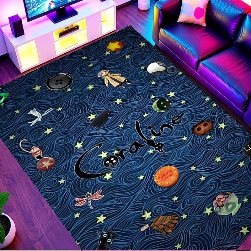 Coraline Print Rug, Washable Floor Carpet, For Entryway Dorm Laundry Room Office Study, Home Decor Birthday Christmas Gift