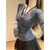 Chic Bottoming Shirt Women's Collar Spring Slim-fitting and Thin Inner Sweater High-end Button-up Knitted Sweater Top